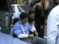 Cuckold husband watch wife fuck whith 2 guys infront of him